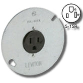 Leviton 5059 Side Wired 15Amp 125V Zinc Plated Steel Single Receptacle on 4" Cover